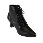 (disco)-Victorian Ankle Boot - Black Faux Leather