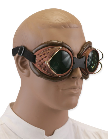 1800s Mens Brown Plastic Goggles | 19th Century | Historical | Period Clothing | Theatrical || Machinist Goggles