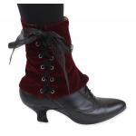 (disco)-Ladies Spats - Burgundy Velvet / Black-White Floral (One Pair)