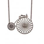 (disco)-Penny Farthing Necklace - Antique Silver