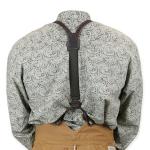 Braided Leather Suspenders - Brown (Long)