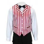  Victorian,Old West,Steampunk, Mens Vests Red,White Satin,Synthetic,Microfiber Stripe Dress Vests |Antique, Vintage, Old Fashioned, Wedding, Theatrical, Reenacting Costume |