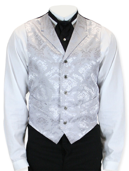 Steampunk Mens Silver Floral Notch Collar Dress Vest | Gothic | Pirate | LARP | Cosplay | Retro | Vampire || Silver Peak Vest