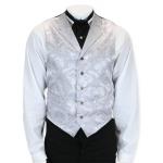  Victorian,Old West,Edwardian Mens Vests Silver Satin,Microfiber,Synthetic Floral Dress Vests |Antique, Vintage, Old Fashioned, Wedding, Theatrical, Reenacting Costume |
