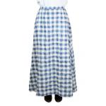(disco)-Cotton Walking Skirt - Blue Plaid