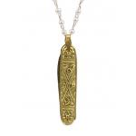 (disco)-Charm Necklace - Pearl with Ornate Gold Pen Knife