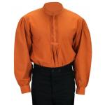  Victorian,Old West,Edwardian Mens Shirts Orange Cotton Solid Work Shirts,Pioneer Shirts |Antique, Vintage, Old Fashioned, Wedding, Theatrical, Reenacting Costume |