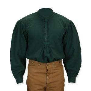  Victorian,Old West,Edwardian Mens Shirts Green Cotton Solid Work Shirts,Pioneer Shirts |Antique, Vintage, Old Fashioned, Wedding, Theatrical, Reenacting Costume |