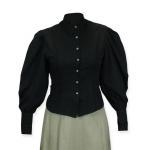  Victorian,Old West Ladies Blouses Black Cotton Solid Fitted Blouses,Fancy Blouses |Antique, Vintage, Old Fashioned, Wedding, Theatrical, Reenacting Costume |