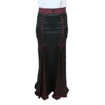 (disco)-Angelina Skirt - Black with Burgundy Trim