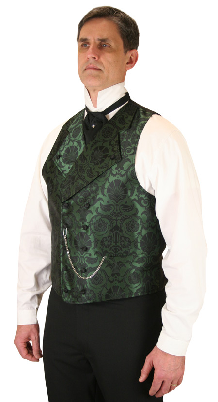 Victorian Mens Green Floral Notch Collar Dress Vest | Dickens | Downton Abbey | Edwardian || Penworth Vest - Green