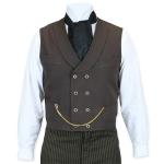  Victorian,Old West,Edwardian Mens Vests Brown Cotton Solid Work Vests |Antique, Vintage, Old Fashioned, Wedding, Theatrical, Reenacting Costume |