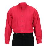  Victorian,Old West Mens Shirts Red Cotton Solid Work Shirts |Antique, Vintage, Old Fashioned, Wedding, Theatrical, Reenacting Costume |