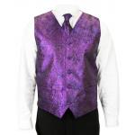  Victorian,Old West, Mens Vests Purple Satin,Microfiber,Synthetic Paisley Dress Vests,Tie Included |Antique, Vintage, Old Fashioned, Wedding, Theatrical, Reenacting Costume |