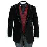 (disco)-Gatsby Smoking Jacket - Black Velvet with Satin Trim
