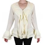 (disco)-Cora Ruffle Front Blouse - Natural