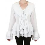 (disco)-Cora Ruffle Front Blouse - White
