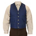  Victorian,Old West,Edwardian Mens Vests Blue Cotton Solid Work Vests,Dress Vests |Antique, Vintage, Old Fashioned, Wedding, Theatrical, Reenacting Costume |