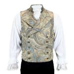 (disco)-Cavalier Vest - Blue/Gold Brocade