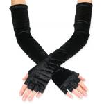 (disco)-Opera Length Fingerless Gloves - Black