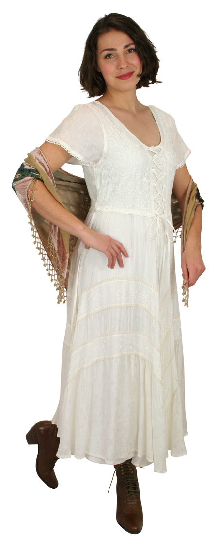 Wedding Ladies White Print Dress | Formal | Bridal | Prom | Tuxedo || Persephone Cap Sleeve Dress - Off White