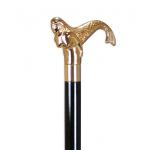 (disco)-Mermaid Handle Cane - Gold Tone