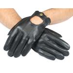 (disco)-Mens Leather Driving Gloves - Black
