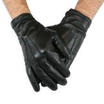 (disco)-Leather Dress Gloves - Black