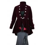  Victorian,Steampunk, Ladies Coats Burgundy Velvet Tail Coats |Antique, Vintage, Old Fashioned, Wedding, Theatrical, Reenacting Costume |