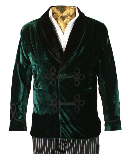 Vintage Smoking Jacket Green Velvet