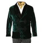  Victorian, Mens Coats Green Velvet Solid Smoking Jackets |Antique, Vintage, Old Fashioned, Wedding, Theatrical, Reenacting Costume | Vintage Smoking Sets