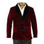  Victorian, Mens Coats Burgundy,Red Velvet Solid Smoking Jackets |Antique, Vintage, Old Fashioned, Wedding, Theatrical, Reenacting Costume | Vintage Smoking Sets
