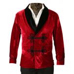  Victorian,Edwardian Mens Coats Red Velvet Solid Smoking Jackets |Antique, Vintage, Old Fashioned, Wedding, Theatrical, Reenacting Costume | Mens Luxury,Gifts for Him,Vintage Smoking
