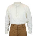  Victorian,Old West,Edwardian Mens Shirts Ivory Cotton Solid Work Shirts |Antique, Vintage, Old Fashioned, Wedding, Theatrical, Reenacting Costume |