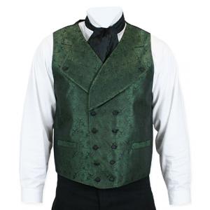  Victorian,Old West Mens Vests Green Satin,Microfiber,Synthetic Paisley Dress Vests |Antique, Vintage, Old Fashioned, Wedding, Theatrical, Reenacting Costume | Dickens