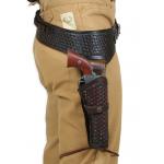 (disco)-(.44/.45 cal) Western Gun Belt and Holster - RH Draw - Walnut Basketweave Leather