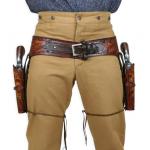(.44/.45 cal) Western Gun Belt and Holster - Double - Harvest Colors Tooled Leather