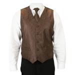  Victorian,Old West, Mens Vests Brown Satin,Synthetic,Microfiber Paisley Dress Vests,Tie Included |Antique, Vintage, Old Fashioned, Wedding, Theatrical, Reenacting Costume |