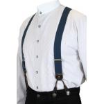  Victorian,Old West, Suspenders Blue Elastic Y-Back Braces |Antique, Vintage, Old Fashioned, Wedding, Theatrical, Reenacting Costume | Short Suspenders