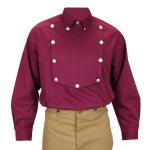  Old West, Mens Shirts Burgundy Cotton Solid Bib Shirts,Work Shirts |Antique, Vintage, Old Fashioned, Wedding, Theatrical, Reenacting Costume |