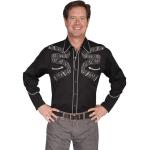 (disco)-Ribbon of Notes Western Shirt - Black