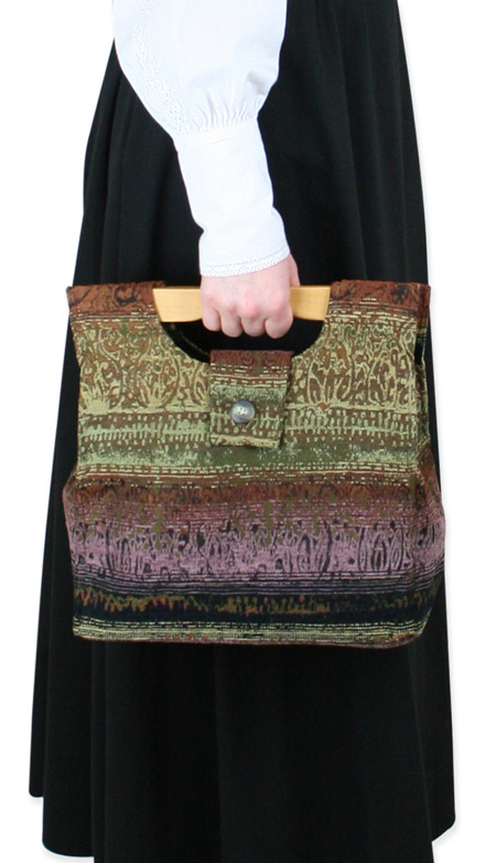 Victorian Ladies Brown Carpetbag | Dickens | Downton Abbey | Edwardian || Small Carpetbag - Rust Stripe