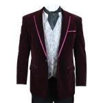 (disco)-Westchester Velvet Smoking Jacket - Wine/Burgundy