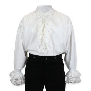  Victorian,Regency,Steampunk Mens Shirts White Synthetic Solid Dress Shirts |Antique, Vintage, Old Fashioned, Wedding, Theatrical, Reenacting Costume | Pirate,Regency