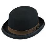 (disco)-Steampunk Bowler with Leather Trim - Black