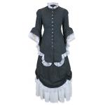  Victorian,Old West Ladies Dresses and Suits Black Cotton Print Suits,Dresses |Antique, Vintage, Old Fashioned, Wedding, Theatrical, Reenacting Costume |