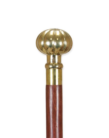 Vintage Mens Brass Brass,Wood Walking Stick | Romantic | Old Fashioned | Traditional | Classic || Globe Handle Walking Stick - Brass Tone
