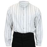  Old West Mens Shirts Black,White Cotton Stripe Work Shirts |Antique, Vintage, Old Fashioned, Wedding, Theatrical, Reenacting Costume |