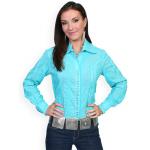 (disco)-Clarissa Snap Blouse - Turquoise
