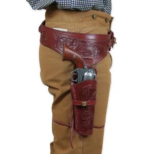  Old West Holsters and Gunbelts Red Leather Tooled Gunbelt Holster Combos |Antique, Vintage, Old Fashioned, Wedding, Theatrical, Reenacting Costume |